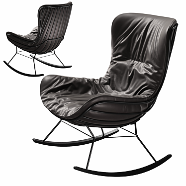 Leyasol Rocking Wingback Chair: Elegant Comfort in Motion 3D model image 1 