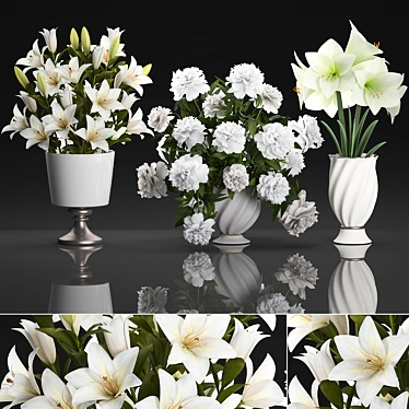 Elegant White Floral Bouquet 3D model image 1 