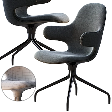 Sleek JH2 Aluminum Chair 3D model image 1 