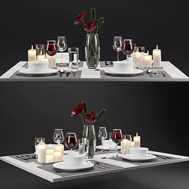 Elegant Dinner Table Arrangement 3D model image 1 