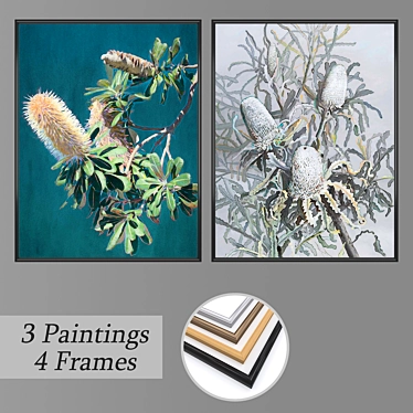 Versatile Set: 2 Wall Paintings with 4 Frame Options 3D model image 1 