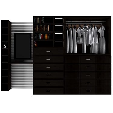 Modern 4-Door Wardrobe 3D model image 1 