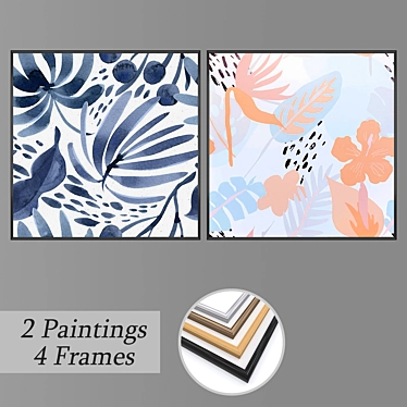 Abstract Art Set with Frames 3D model image 1 