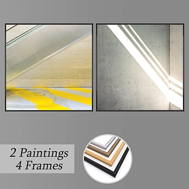 Modern Wall Painting Set 3D model image 1 