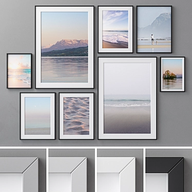 4-Color Photo Frames Set 3D model image 1 