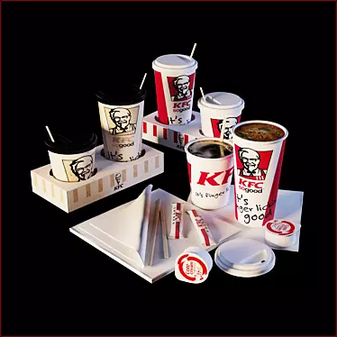 KFC Coffee Cups: Classic Design with Accessories 3D model image 1 