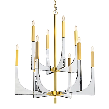 Elegant Acrylic Brass Chandelier 3D model image 1 