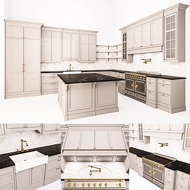 Classico Corner Kitchen with Island 3D model image 1 