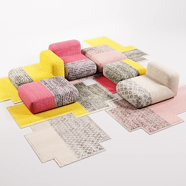 Mangas Collection: Rug & Poufs by Patricia Urquiola 3D model image 1 