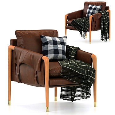 Sleek Havana Leather Chair 3D model image 1 