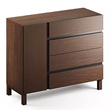 Xander Walnut Chest of Drawers 3D model image 1 