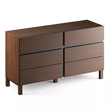 Xander Wide Chest of Drawers, Walnut & Charcoal Gray