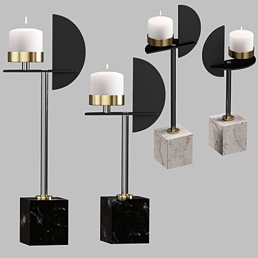 Elegant Pranav Candlesticks: Enhance Your Decor 3D model image 1 