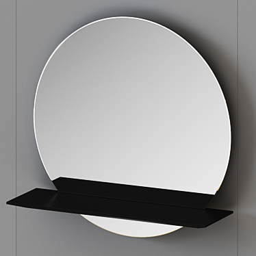 CUT Wall Mirror with Shelf & Solid Wood Shelves 3D model image 1 