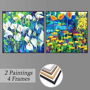 Artistic Wall Paintings Set 3D model image 1 