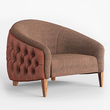 Elegant Marylou Armchair: Walnut Wood and Plum Bouclé Upholstery 3D model image 1 