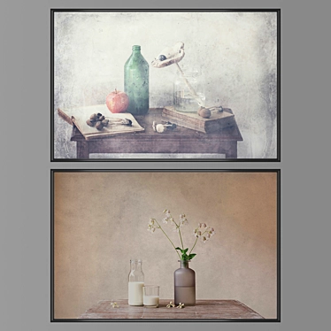 Modern Art Set: Set of 2 Paintings with 4 Frame Options 3D model image 1 