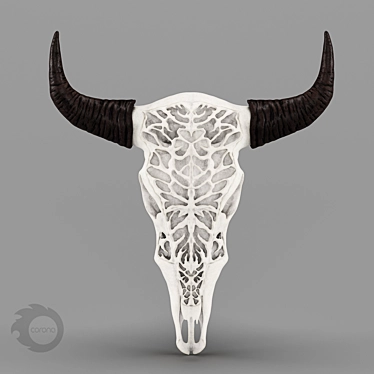 Gothic Bull Skull Wall Decor 3D model image 1 
