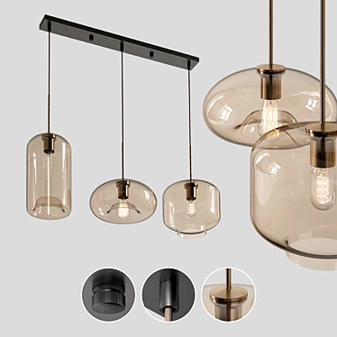 Luxurious Vilmo Trio E Pendant Lamp 3D model image 1 