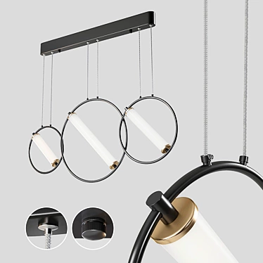 Sleek Resist LED Pendant: Modern Illumination with Trio of Rings 3D model image 1 