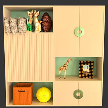 Neutral Kids Locker Furniture 3D model image 1 