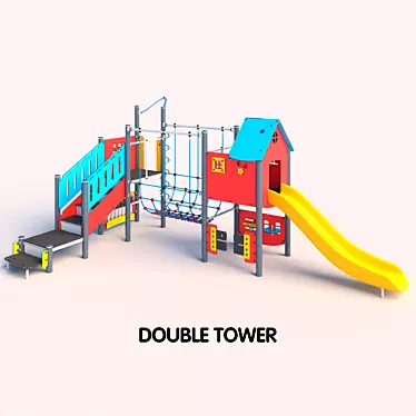 Dual Tower - Mesh and Staircase - 5 Level 3D model image 1 