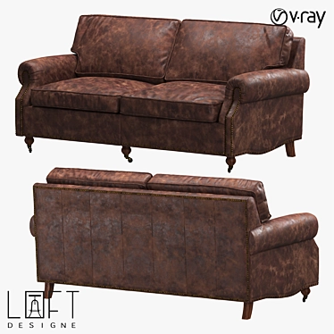 Sleek Leather Loft Sofa 3D model image 1 