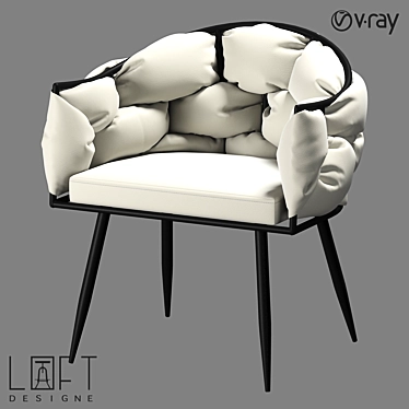 Title: Elegant Metal and Eco-Leather Chair - LoftDesigne 30460 3D model image 1 