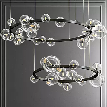 Modern Black Metal and Glass Chandelier 3D model image 1 