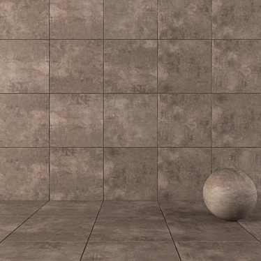 Brown Ares Concrete Wall Tiles 3D model image 1 