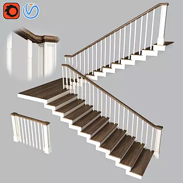 SleekSteel Staircase 3D model image 1 