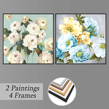 Serenity Set: 2 Wall Paintings + 4 Frame Options 3D model image 1 