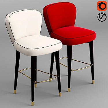 Elegant Black Olivia Stool 3D model image 1 