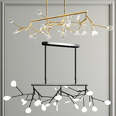 Golden Branch Chandelier 3D model image 1 