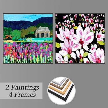 Artistic Impressions: Set of 2 Paintings 3D model image 1 