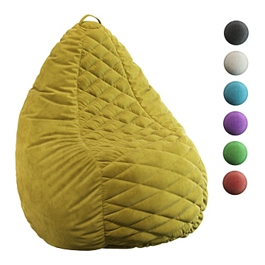 Velvet Yellow Spain Bean Bag XXL 3D model image 1 