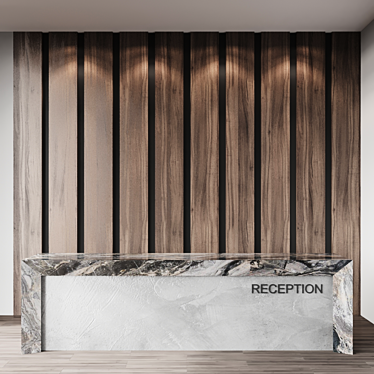 Modern Reception Desk in Oak 3D model image 1 