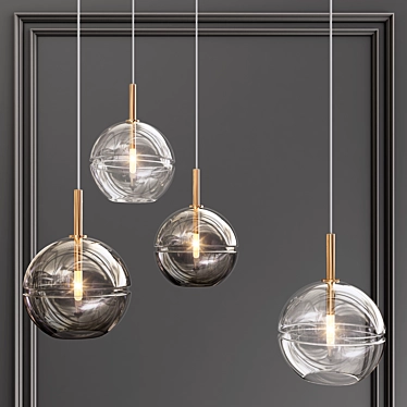 Sleek Glass Art Chandelier 3D model image 1 