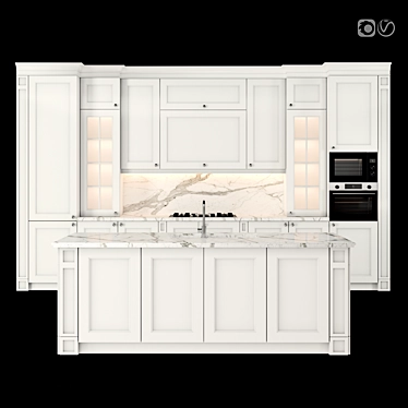 Classic Kitchen Island Set 3D model image 1 