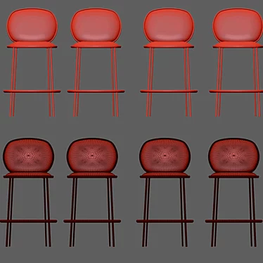 Modern Steel Wire Bar Stool 3D model image 1 