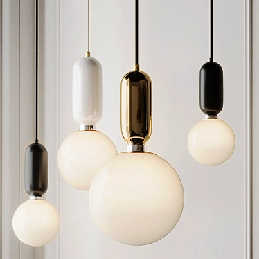 Sleek Glass Ball Pendant Lights 3D model image 1 