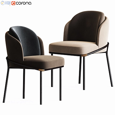 Elegant Fil Noir Dining Chair 3D model image 1 