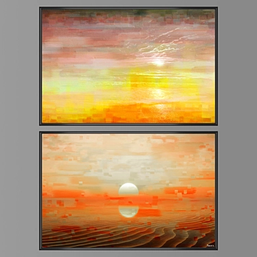 Modern Art Collection: Set of 2 Wall Paintings 3D model image 1 