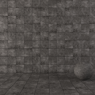 Black Ares Concrete Wall Tiles (Set of 3) 3D model image 1 