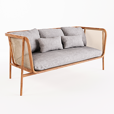 Rattan Cane Sofa: Elegant and Game Ready 3D model image 1 