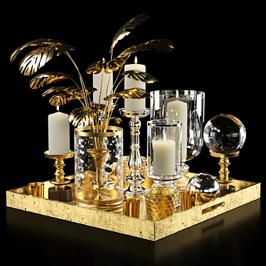 Elegant Candleholder Set: Coffee Table & Ottoman Décor 3D model image 1 