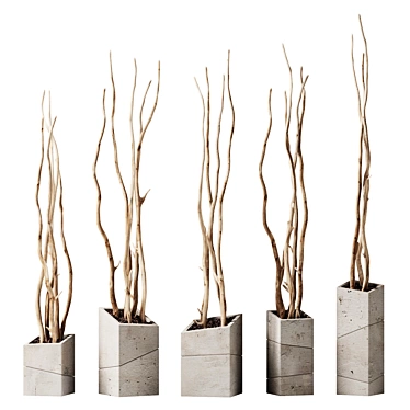 Sleek Branch Vase Decor 3D model image 1 