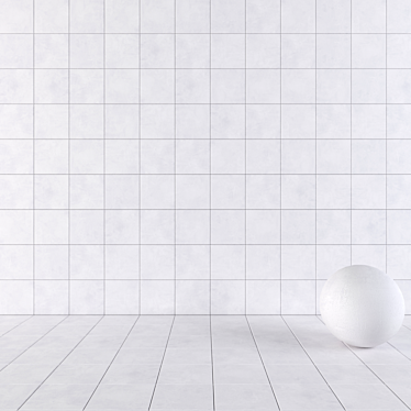 Ares White Concrete Wall Tiles: Modern & Textured 3D model image 1 