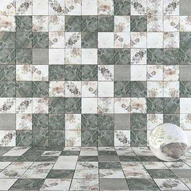 Bloom Flora Concrete Tiles: Elegant Wall Décor 3D model image 1 