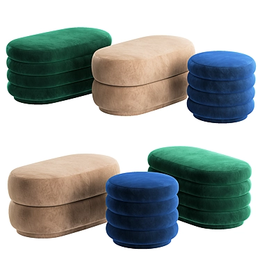 Ferm Living Round Pouf - Stylish and Versatile 3D model image 1 